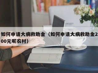 如何申请大病救助金（如何申请大病救助金200元呢农村）