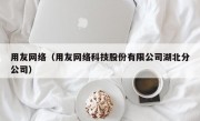 用友网络（用友网络科技股份有限公司湖北分公司）