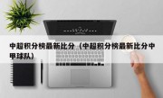 中超积分榜最新比分（中超积分榜最新比分中甲球队）