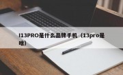 I13PRO是什么品牌手机（13pro是啥）