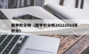 西甲积分榜（西甲积分榜20222023年积分）