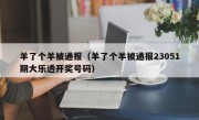 羊了个羊被通报（羊了个羊被通报23051期大乐透开奖号码）