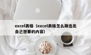 excel表格（excel表格怎么筛选出自己想要的内容）